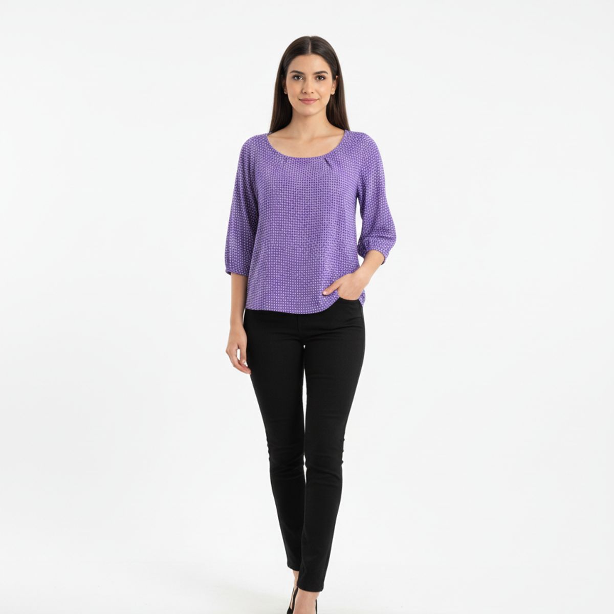 GENERICO - Blusa de Seda Femenina Casual Lila  Código 801