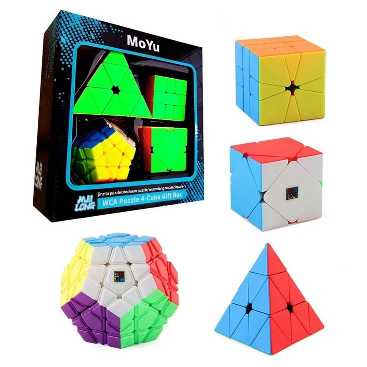 GENERICO - Kit de 4 Cubos Rubik Moyu Megaminx, Piramyx, Skewb y Square