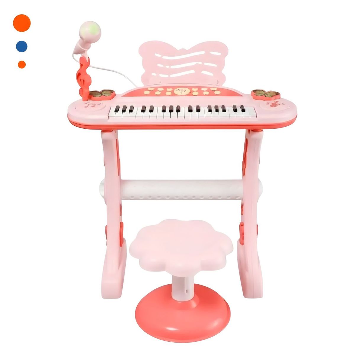 OEM - Set Musical Infantil con Piano Micrófono y Silla Rosado