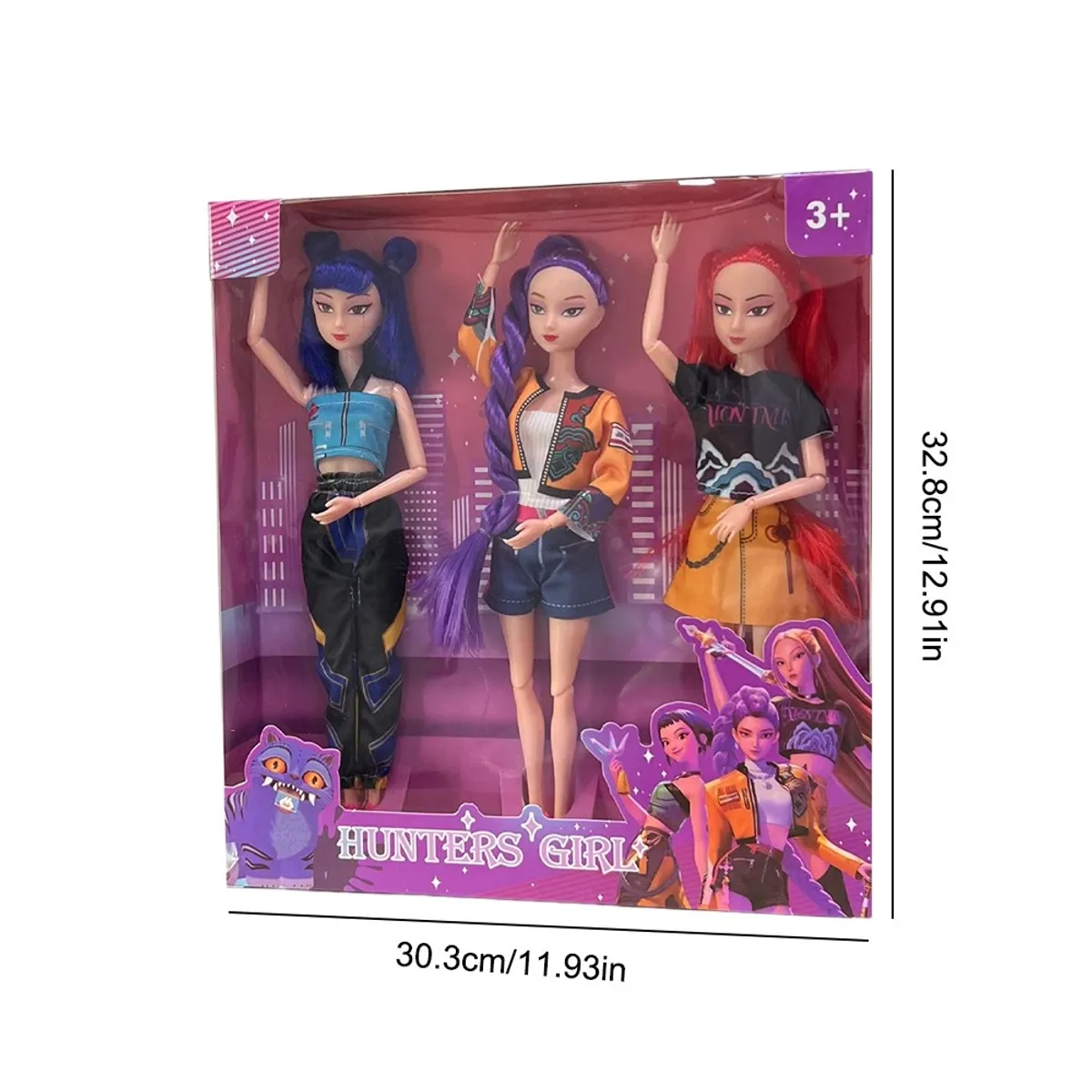 GENERICO - Set x3 Muñecas Las Guerreras Kpop - Demon Hunters Articulables y Coleccionable