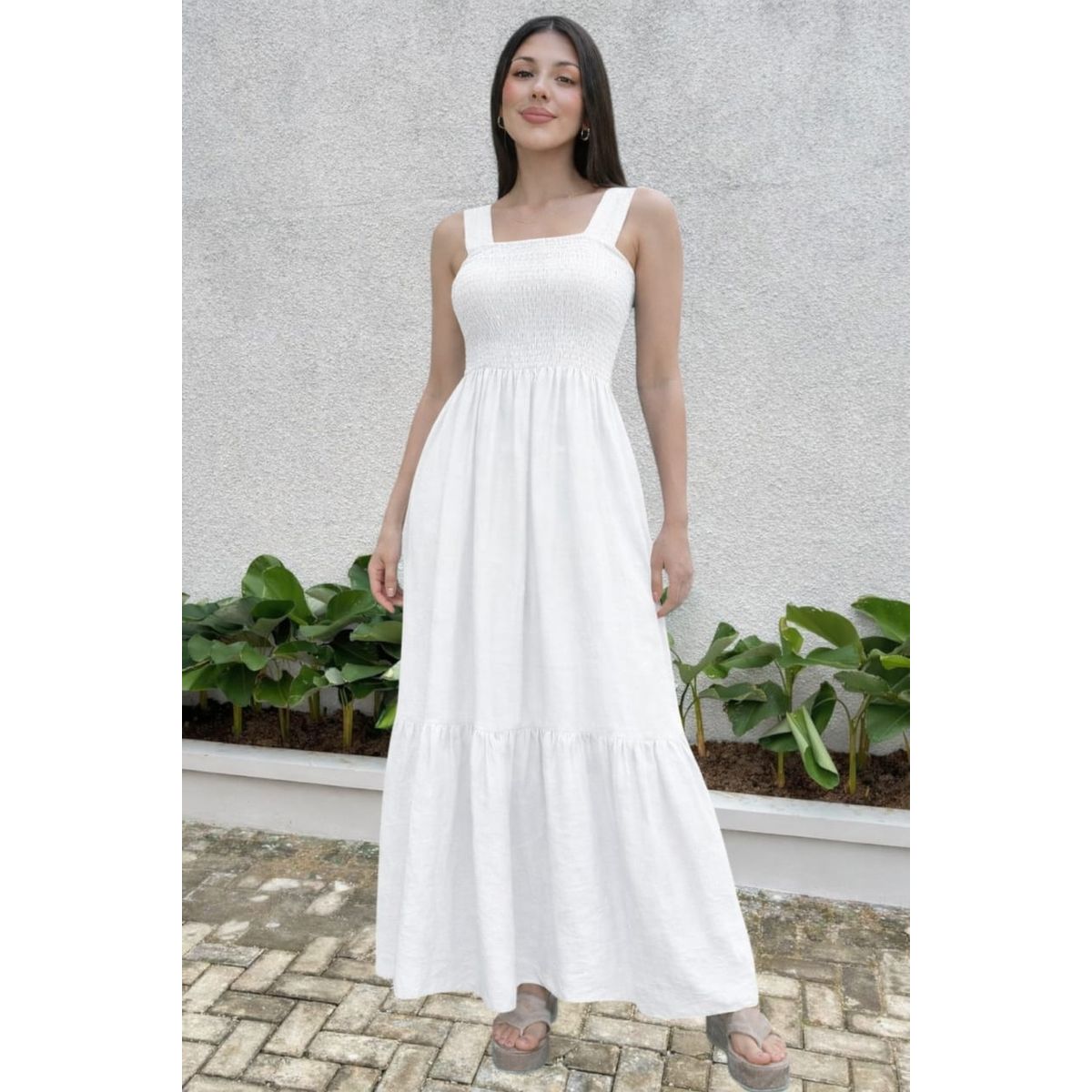 GENERICO - VESTIDO LARGO CASUAL BLANCO PARA MUJER