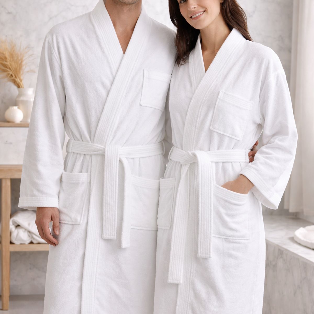 TOALLAS PERU DETALLES Y MAS - Bata de Baño Hotelera Premium 100% Algodón felpa Aterciopelada - Talla L -Large- Unisex