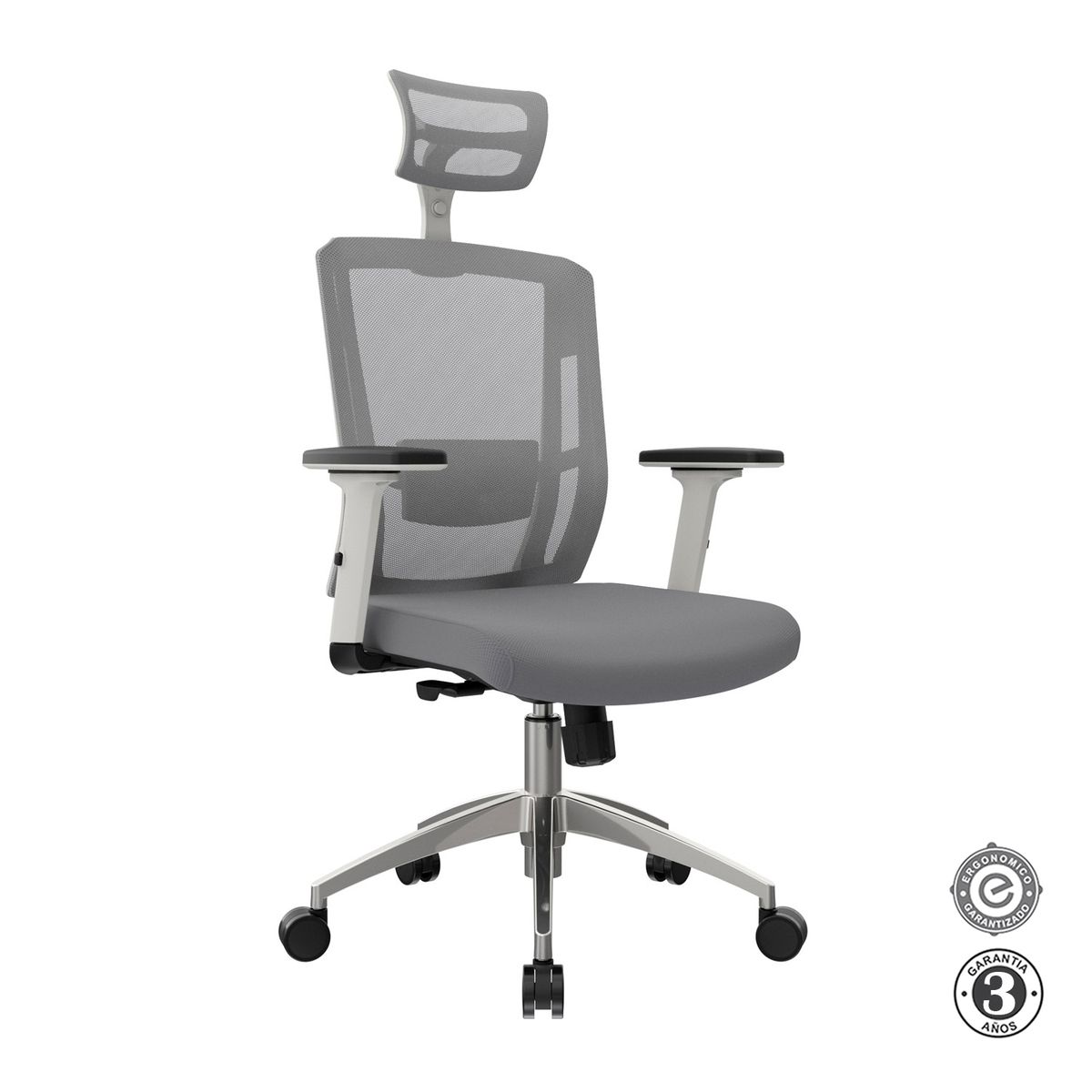 ALTHEA CONFORT - Silla Ergonómica Delphi II Presidente Syncro Brazos 3D Aluminio Gris Althea Confort