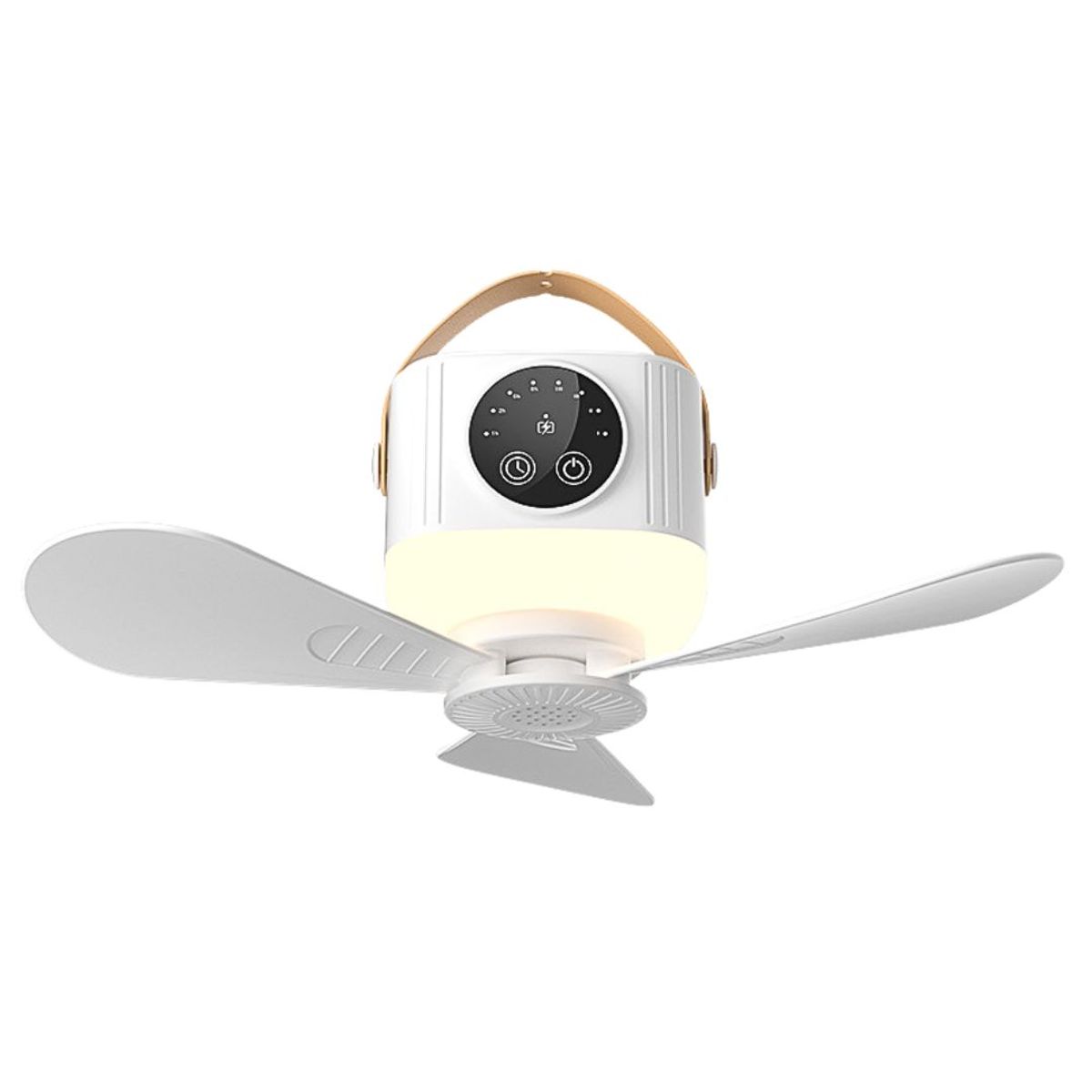 GENERICO - Ventilador de Techo Portátil USB Tipo C con Luz Nocturna, Control Remoto y 4 Velocidades