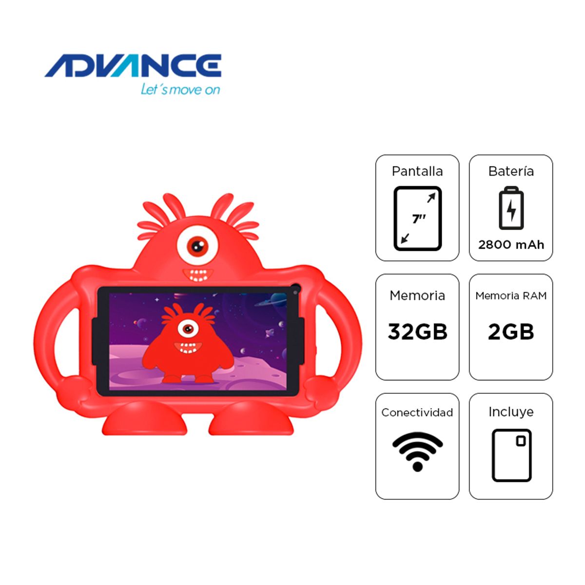 ADVANCE - Tablet Advance Intro Tr6965 7" Ips 1024X600 Android 12 Go Edition , 32Gb, 2Gb Ram, Wi-Fi