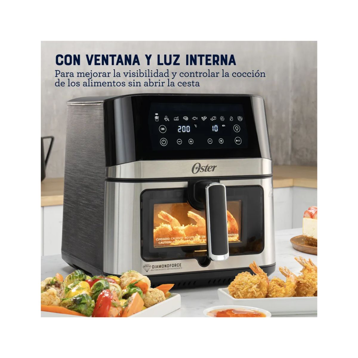 OSTER - Oster® Freidora de Aire Digital, Recubrimiento DiamondForce, 7.5L  CKSTAF75WDSSDF