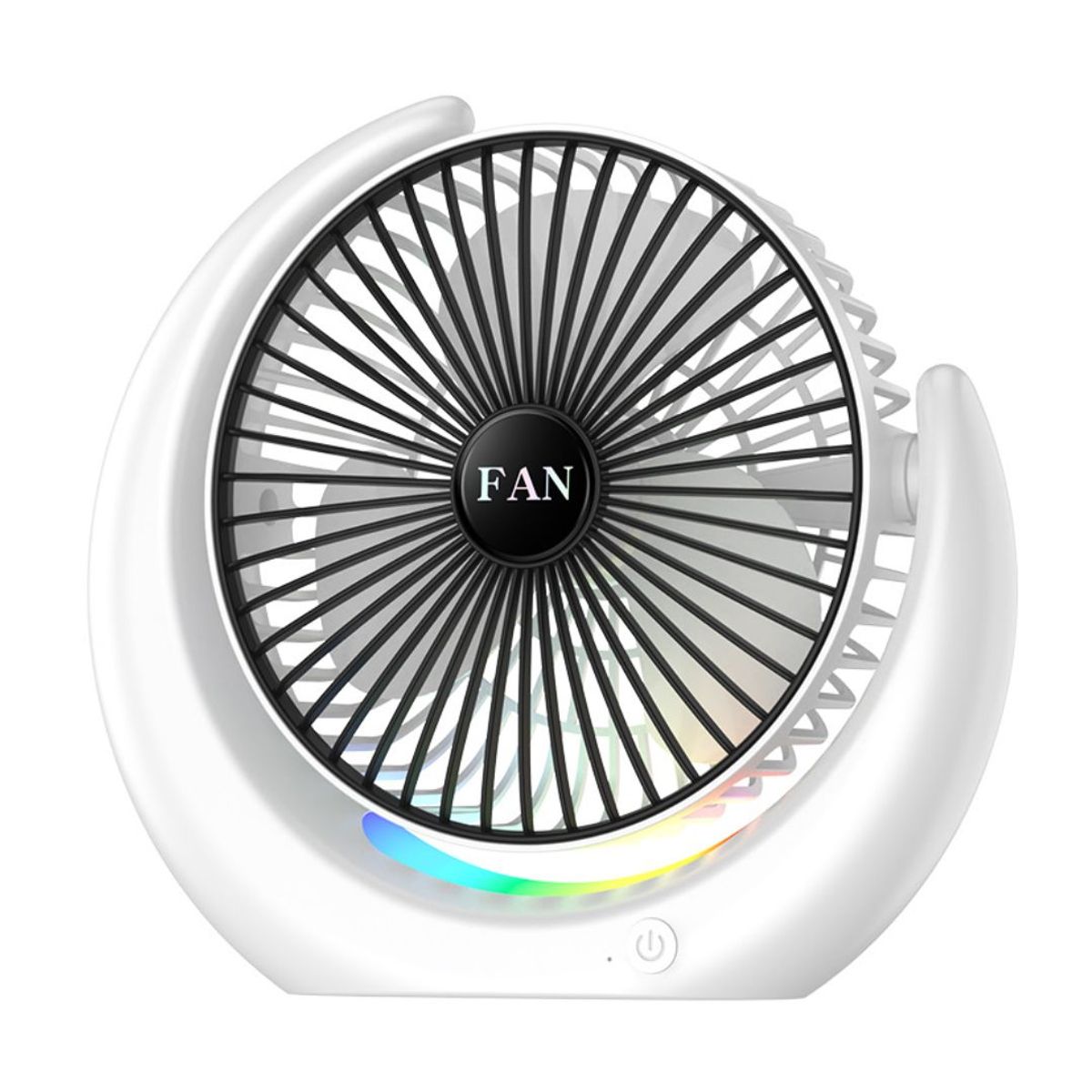 GENERICO - Ventilador de Escritorio RGB Tipo Luna Silencioso con 3 Velocidades Ajustables y Luz Ambiental