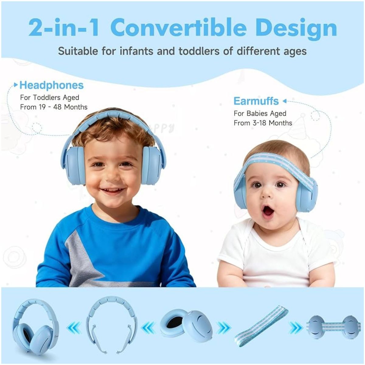 BABY - Audifono Anti ruido 2 en 1 Orejeras Bebes y Niños y Vincha Ajustable CEL