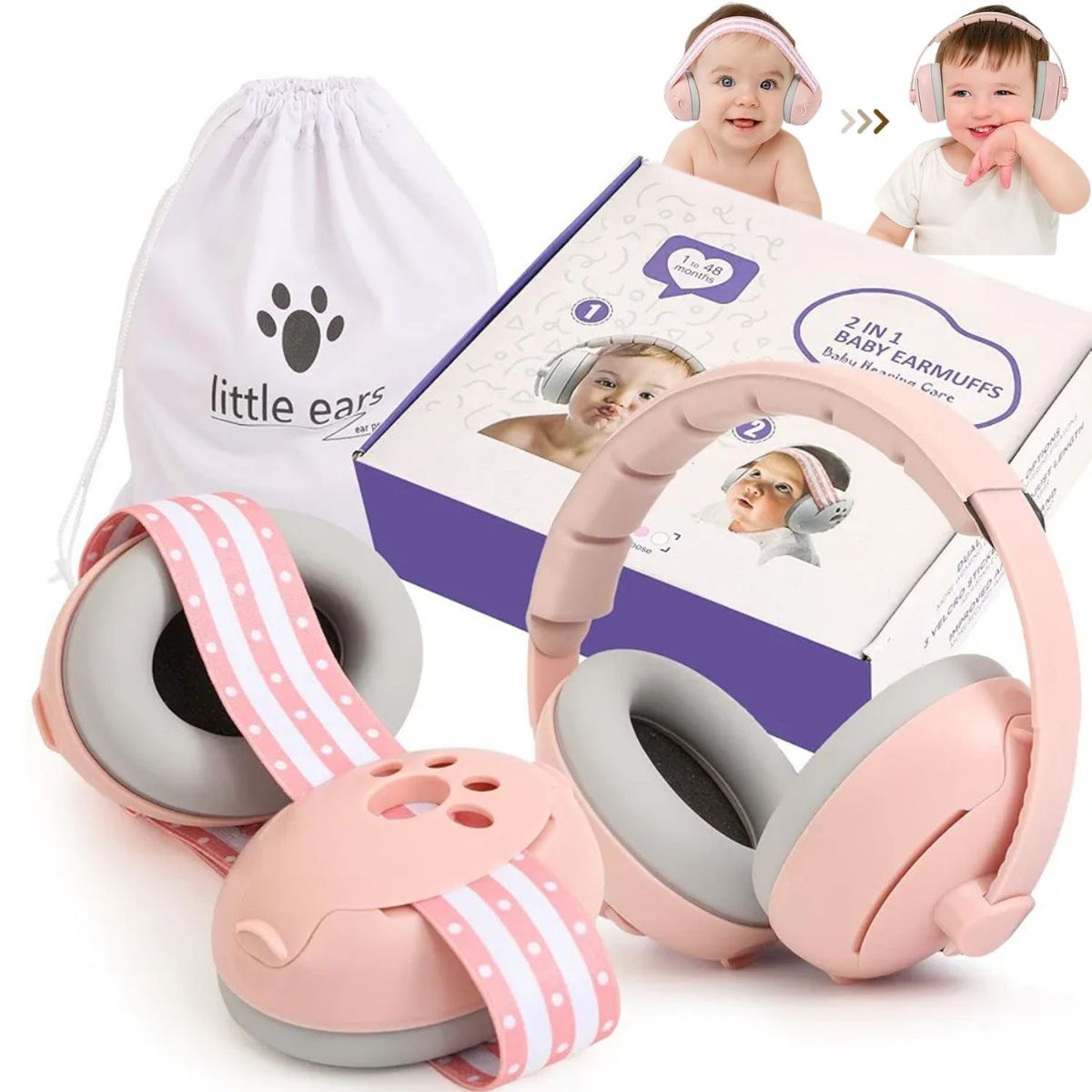 BABY - Audifono Anti ruido 2 en 1 Orejeras Bebes y Niños y Vincha Ajustable ROS