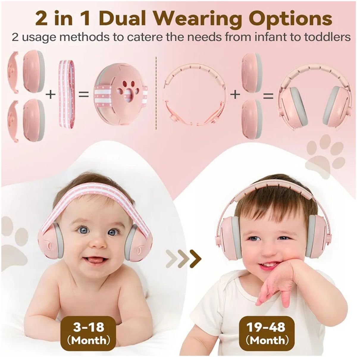 BABY - Audifono Anti ruido 2 en 1 Orejeras Bebes y Niños y Vincha Ajustable ROS