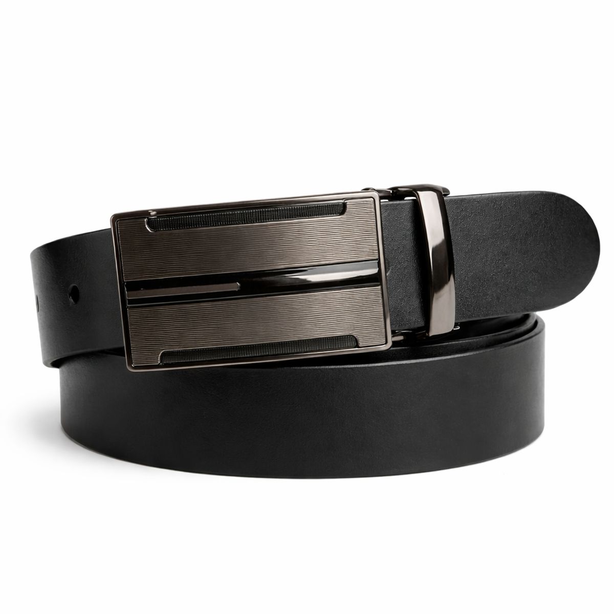 GENERICO - CORREA DE CUERO NEGRO HEBILLA DE VESTIR