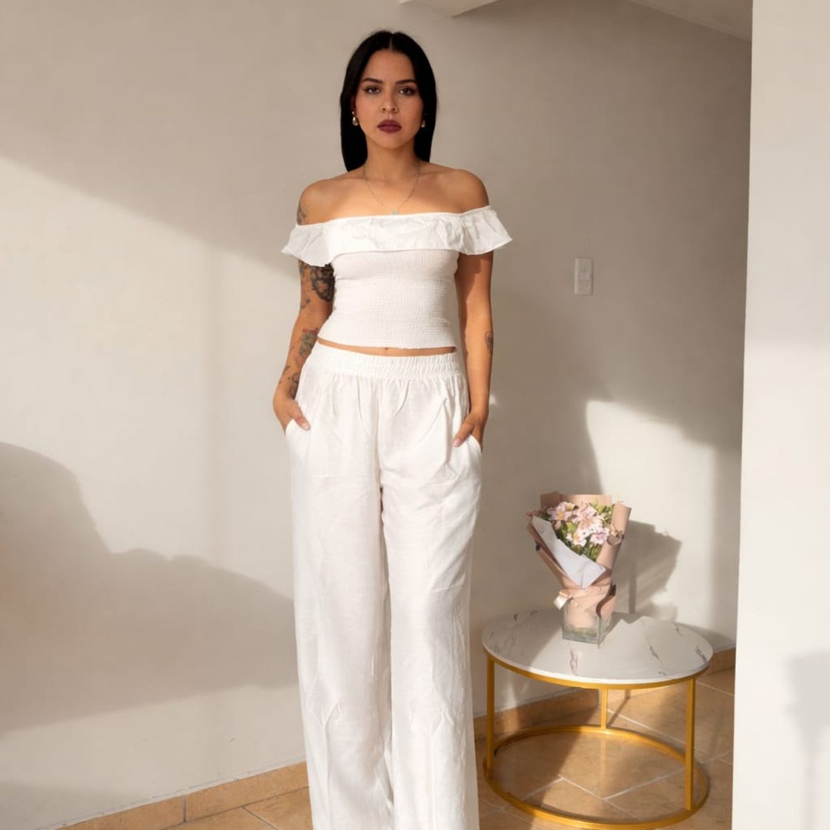 GENERICO - CONJUNTO BLANCO PARA MUJER DE VERANO