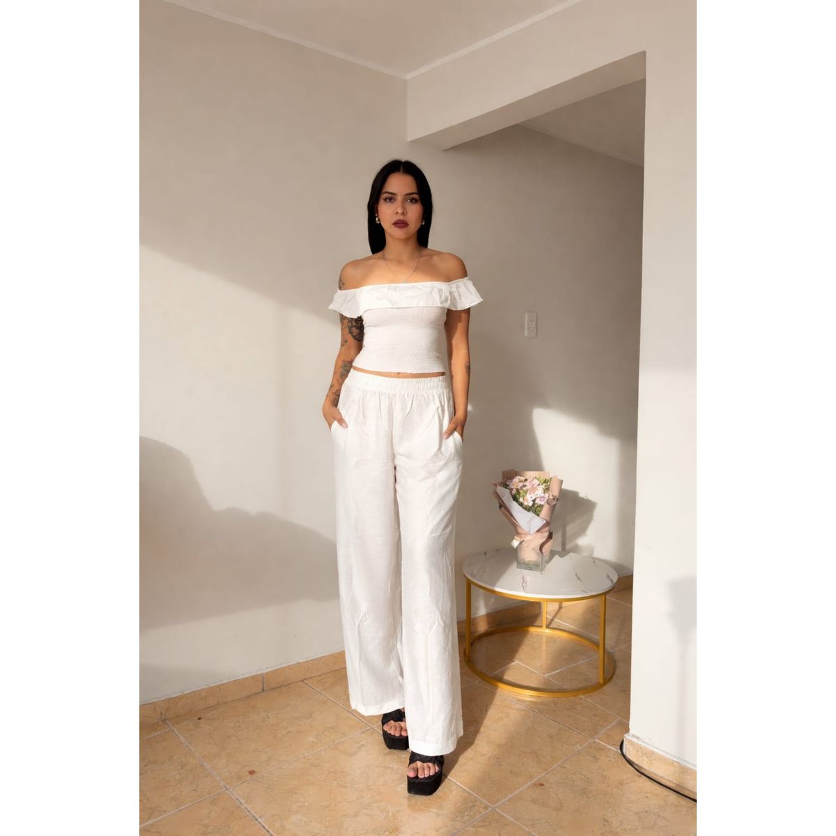 GENERICO - CONJUNTO BLANCO PARA MUJER DE VERANO