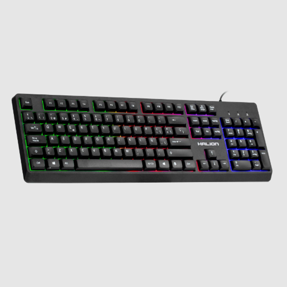 HALION - Teclado Gamer PANTRO K330 Membrana Luz Led Rainbow HALION