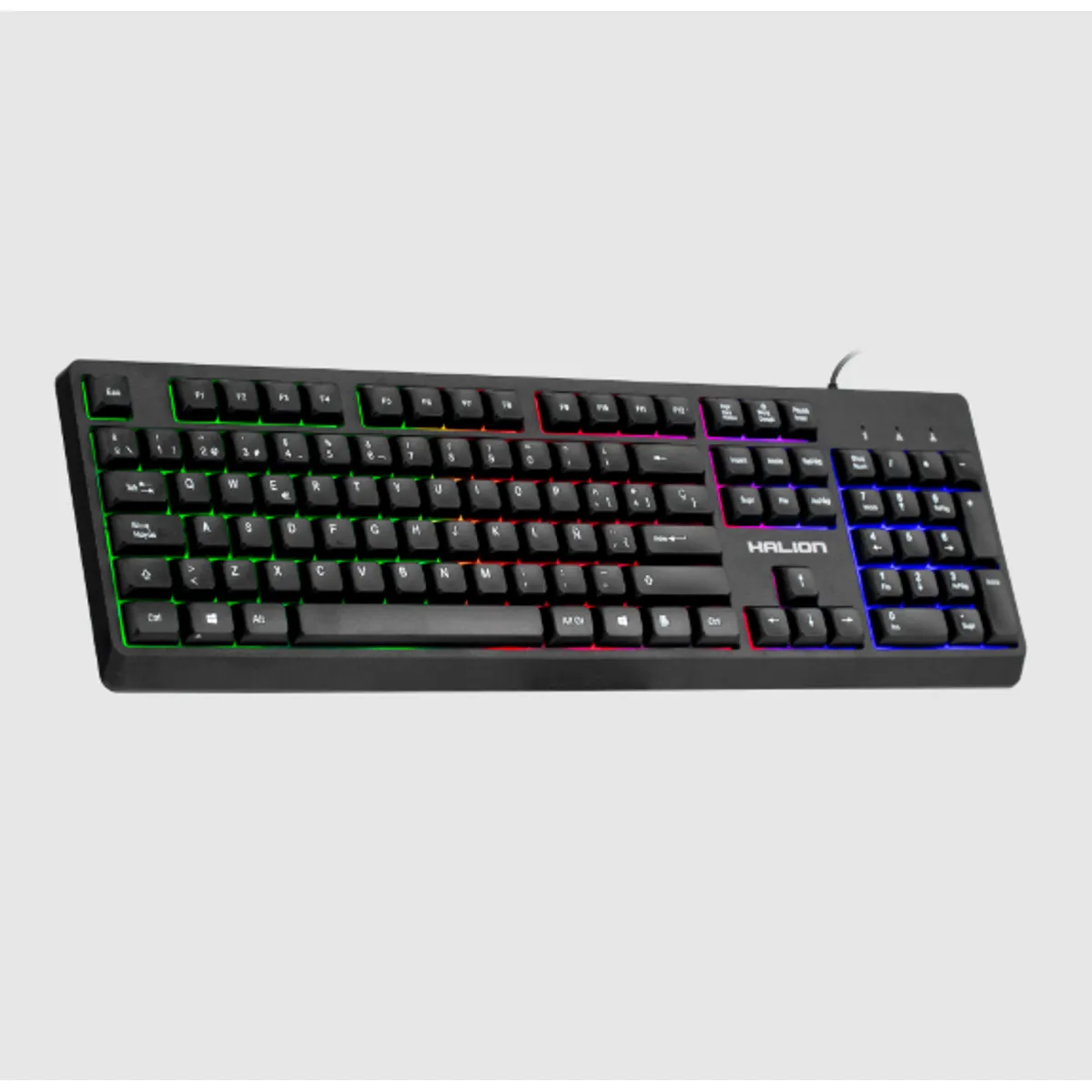 HALION - Teclado Gamer PANTRO K330 Membrana Luz Led Rainbow HALION