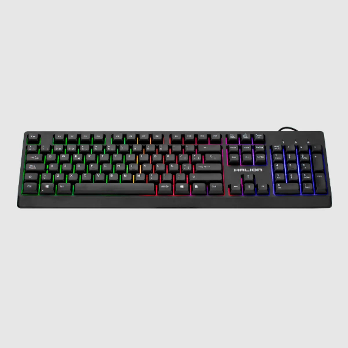 HALION - Teclado Gamer PANTRO K330 Membrana Luz Led Rainbow HALION