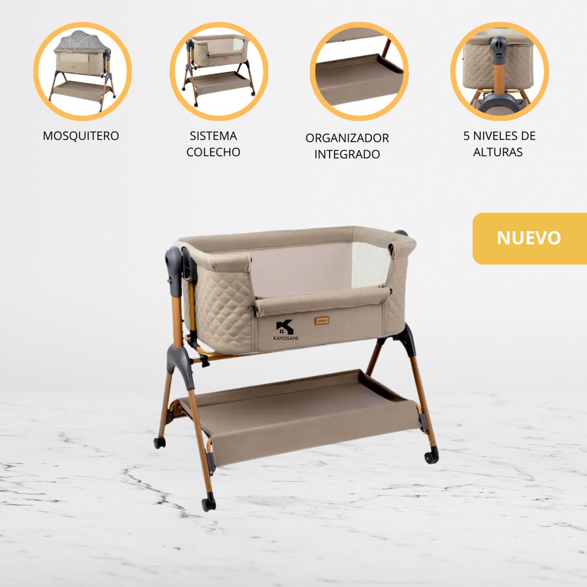 CARESTINO - Cuna colecho para Bebé «MURCIA» Vison