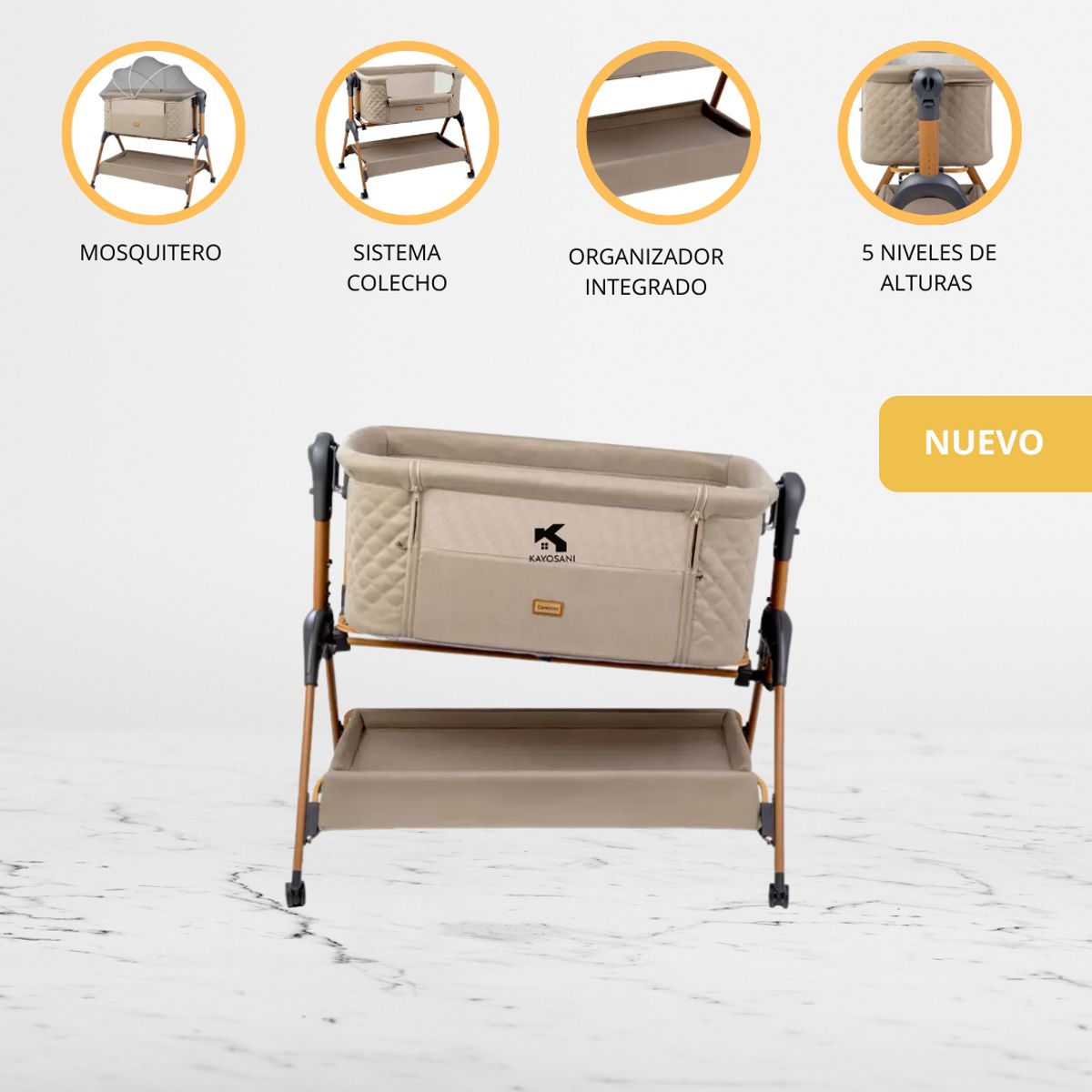 CARESTINO - Cuna colecho para Bebé «MURCIA» Vison