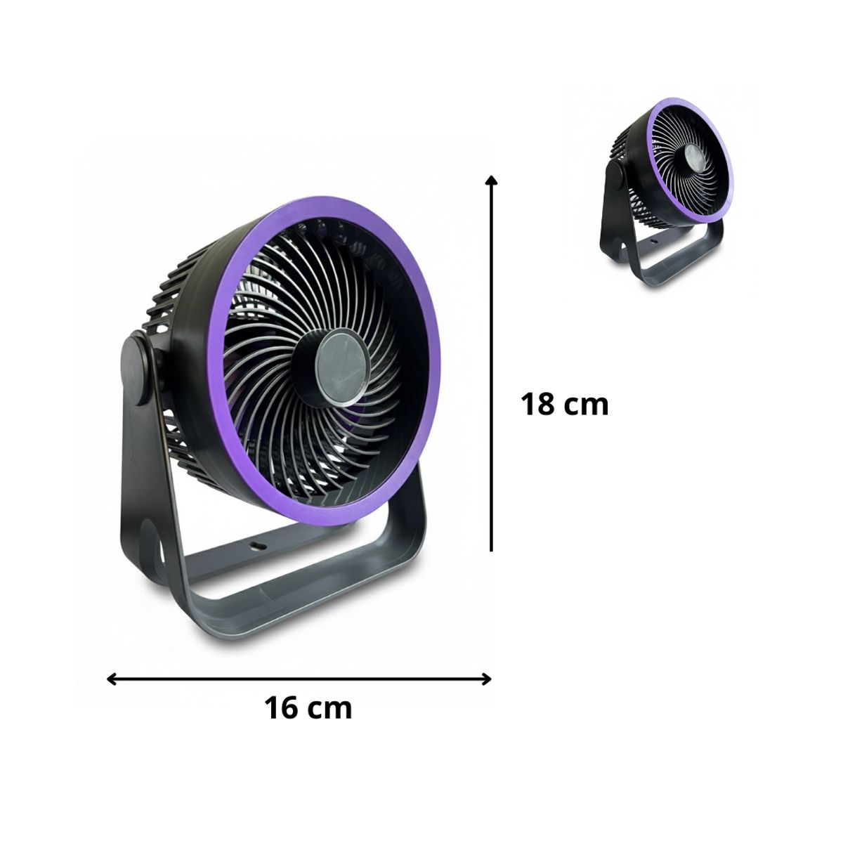 GENERICO - Ventilador de Mesa portátil 4 niveles con carga USB,Luz interna y movimiento 360°