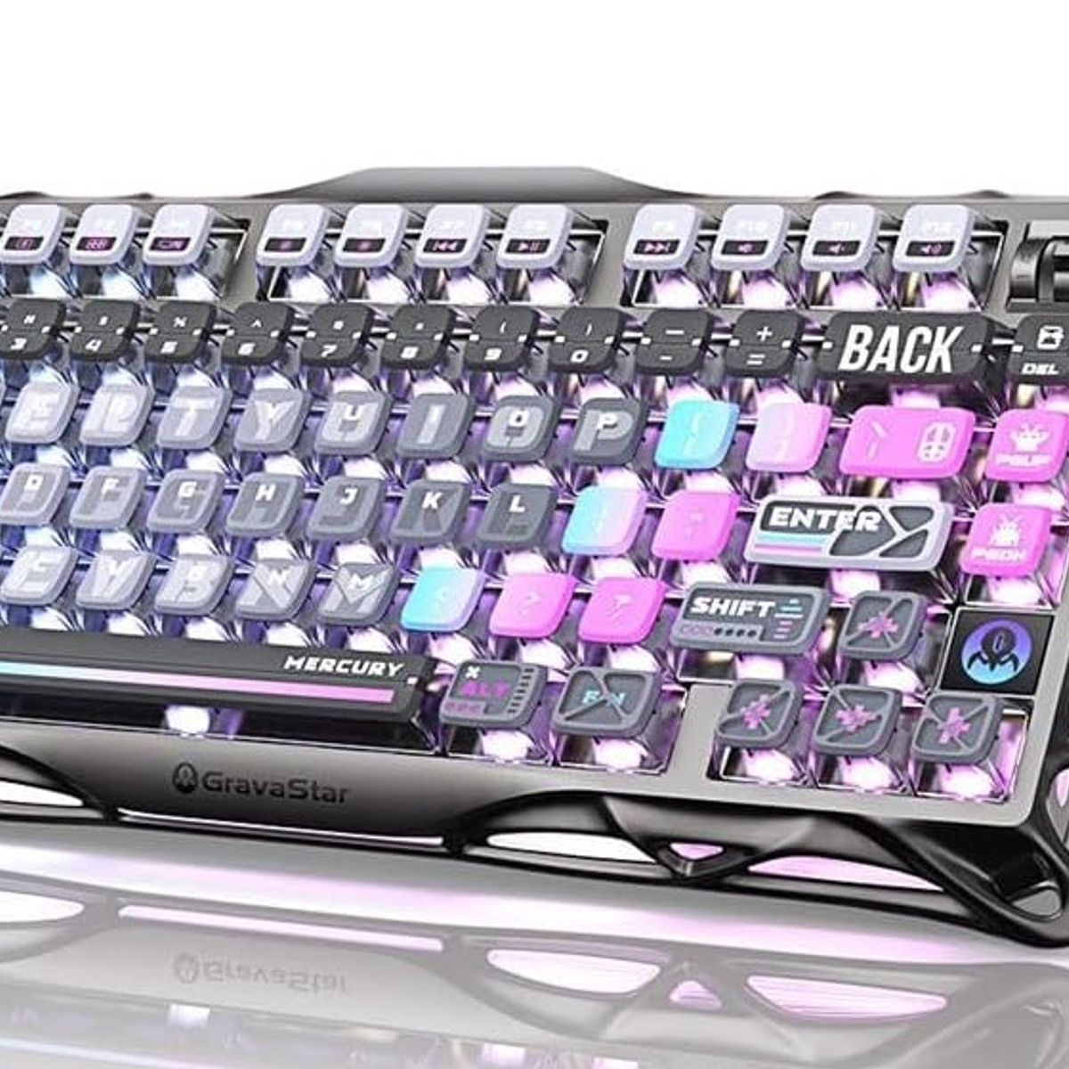 GRAVASTAR - Teclado inalámbrico GRAVASTAR MERCURY K1 PRO, 8000 mAh, RGB