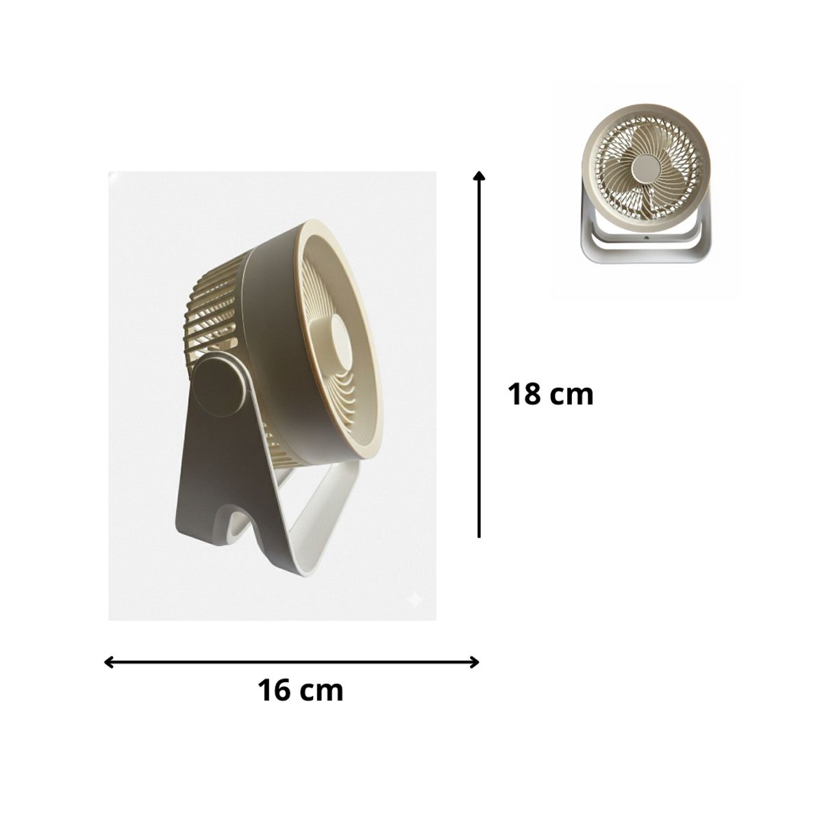 GENERICO - Ventilador de Mesa portátil 4 niveles con carga USB,Luz interna y movimiento 360°