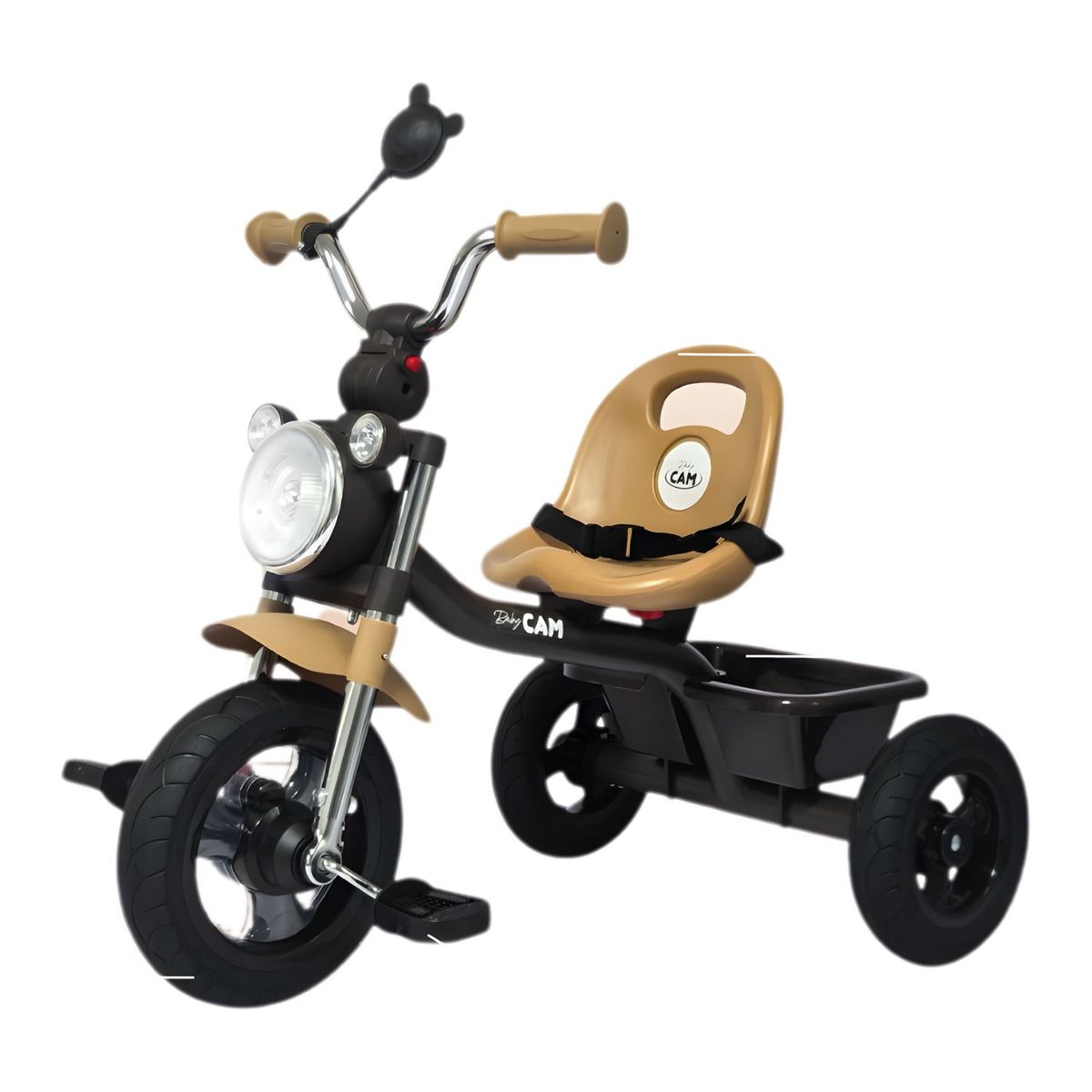 GENERICO - Triciclo Niños 3 Ruedas con Luces y Sonido, Cinturón de Seguridad y Canasta Estilo Moto