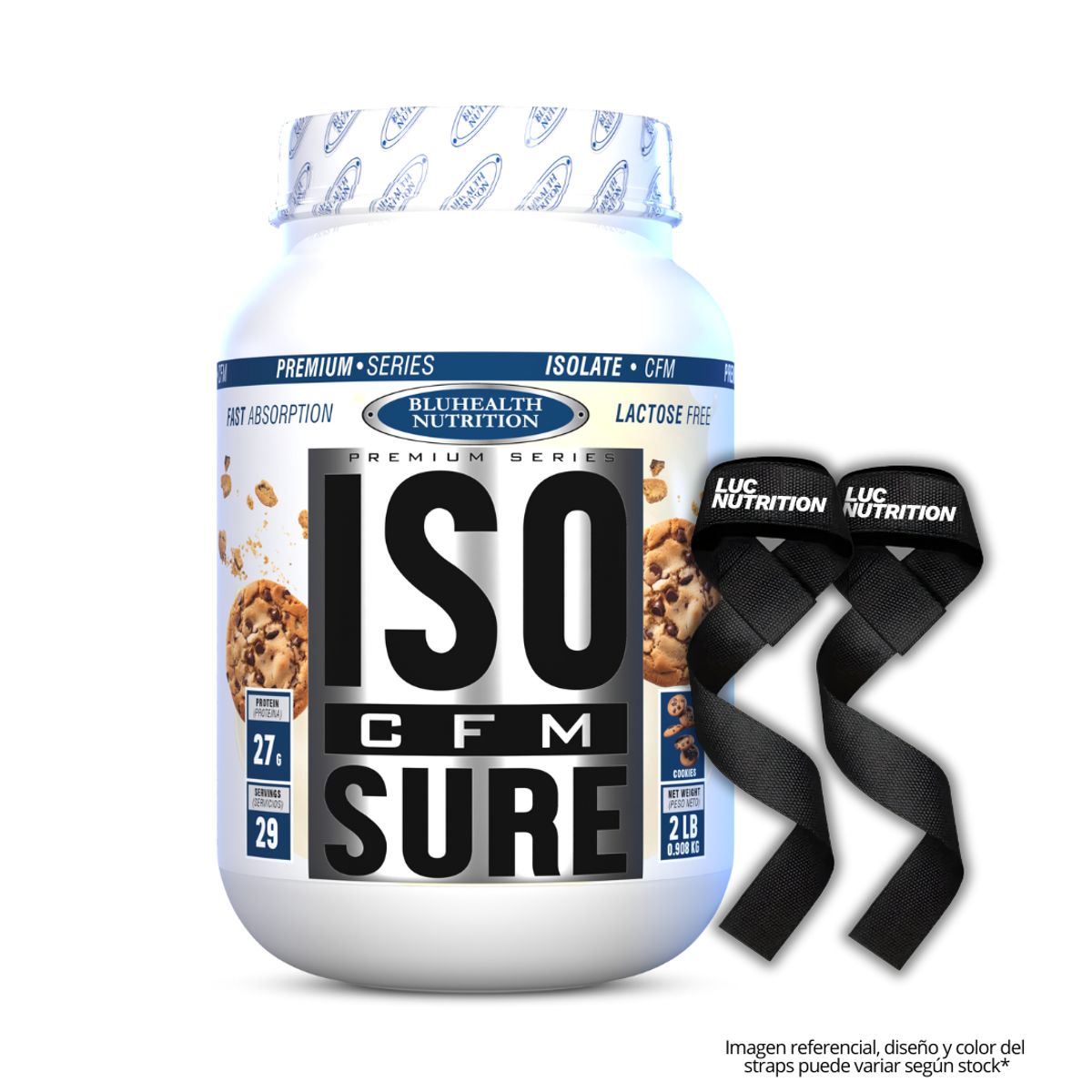 GENERICO - ISO CFM SURE 2 LB Bluhealth Nutrition - Cookie and Cream + Straps