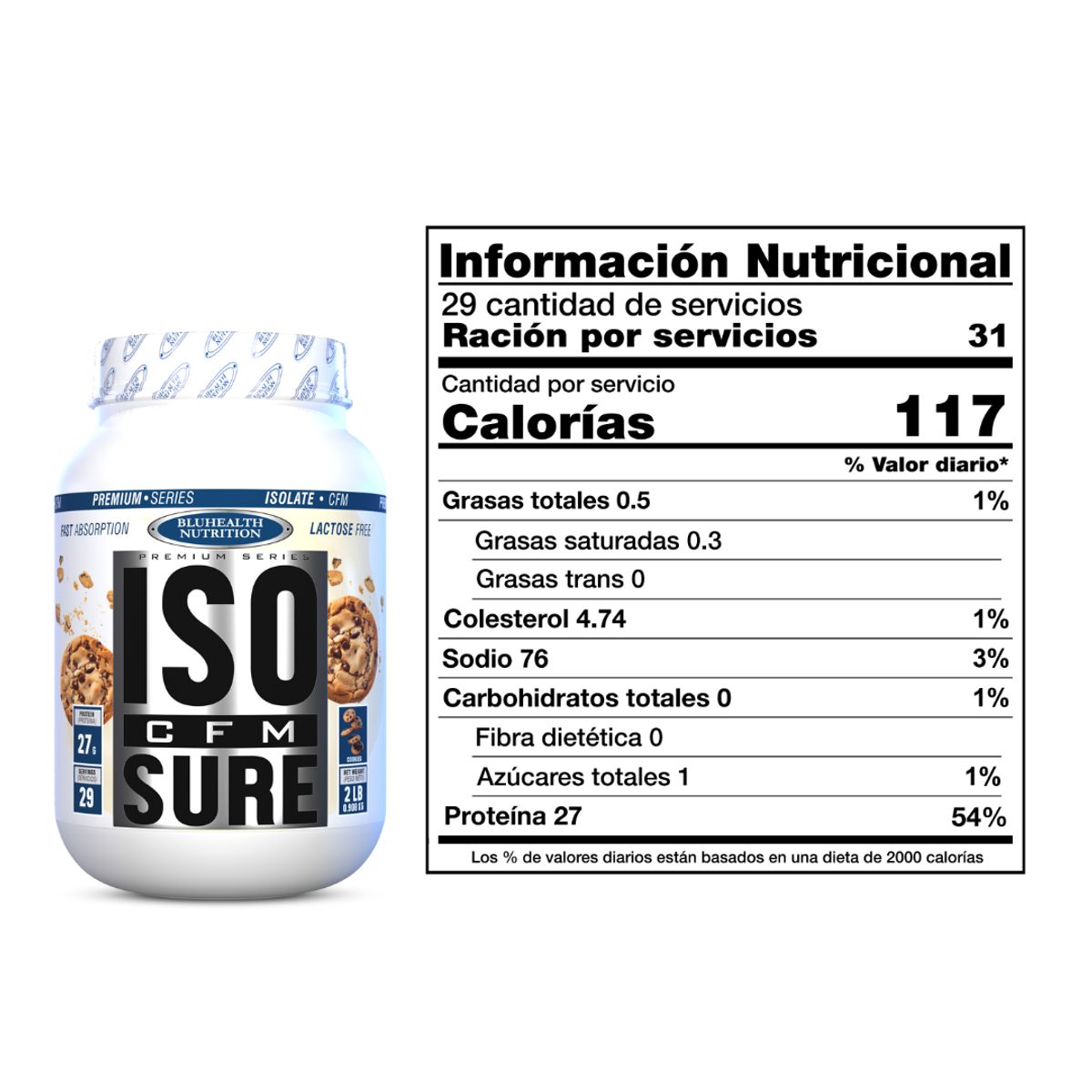 GENERICO - ISO CFM SURE 2 LB - Cookie and Cream + Crema de Arroz Bluhealth Nutrition 1.2 KG - Cookie + Shaker