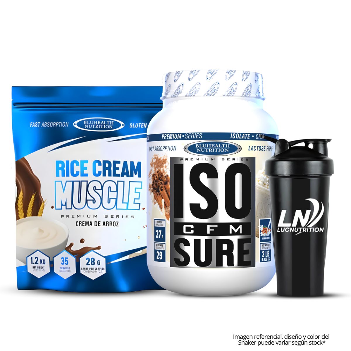 GENERICO - ISO CFM SURE 2 LB - Canela + Crema de Arroz Bluhealth Nutrition 1.2 KG - Cookie + Shaker
