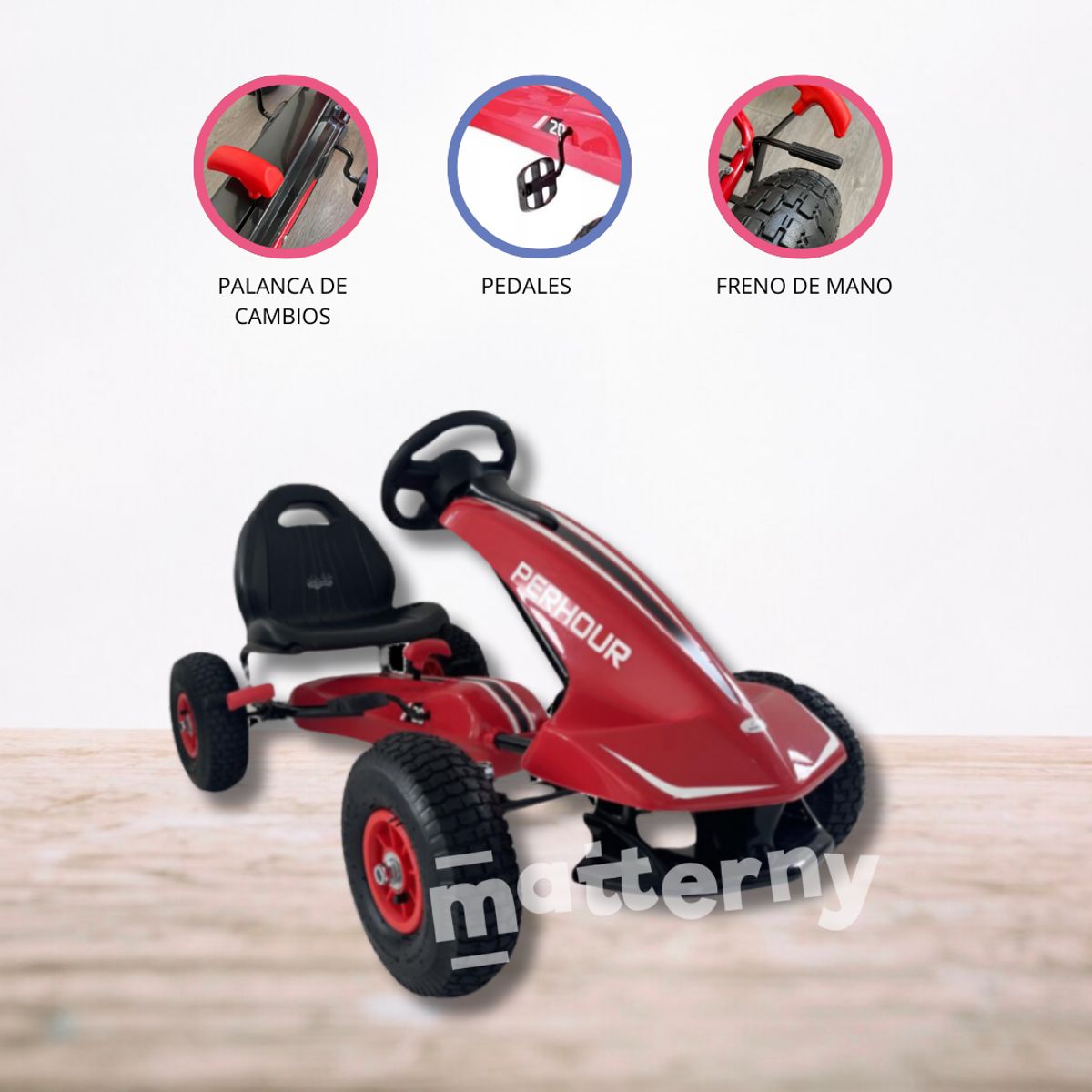 BEAUTIFUL - Carro a Pedal Go Kart «PERHOUR» Red