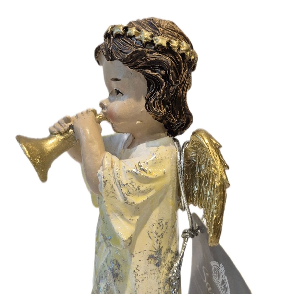 GENERICO - Ángel Decorativo Musical con Trompeta y Acabado Dorado  - Adorno Elegante para Sala, Regalo Ideal