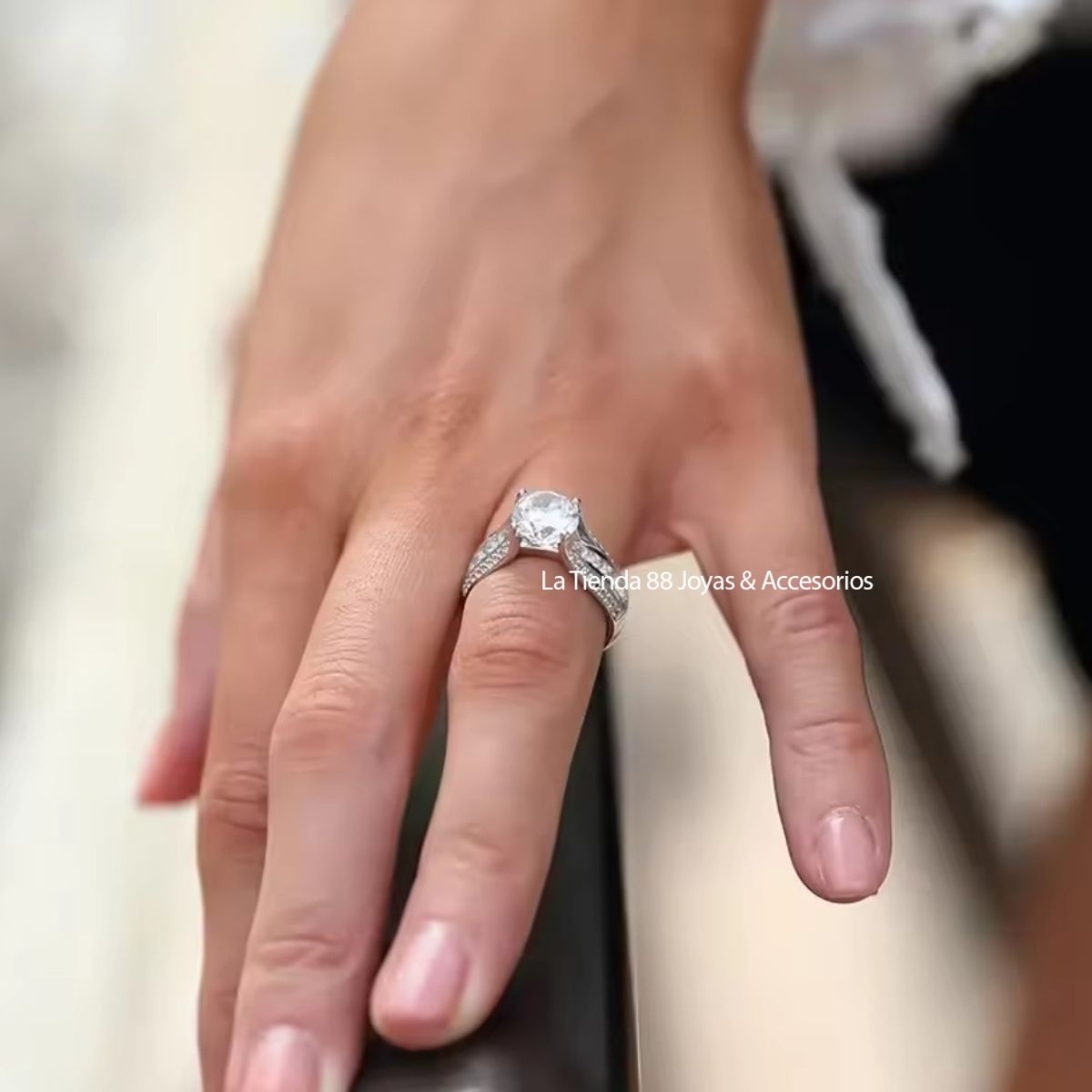 LA TIENDA 88 JOYAS Y ACCESORIOS - La Tienda 88 - Anillo De Compromiso Mujer Bañado Oro 18k - Blanco