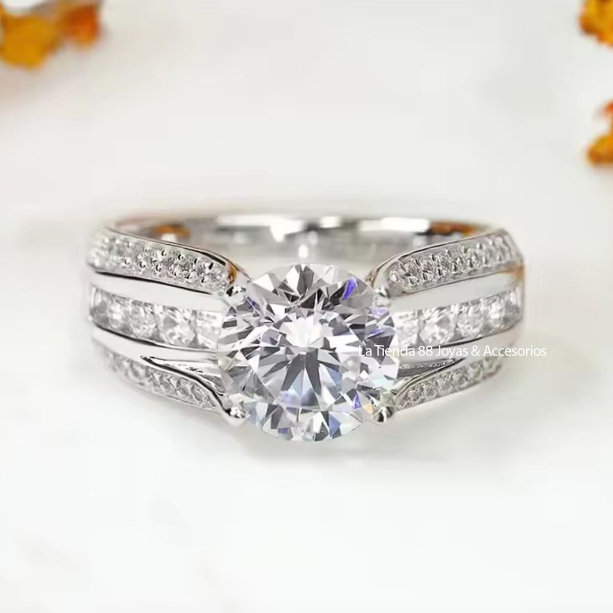 LA TIENDA 88 JOYAS Y ACCESORIOS - La Tienda 88 - Anillo De Compromiso Mujer Bañado Oro 18k - Blanco