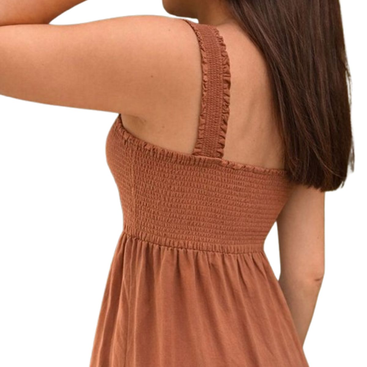 GENERICO - VESTIDO LARGO LIGERO CAMEL PARA MUJER