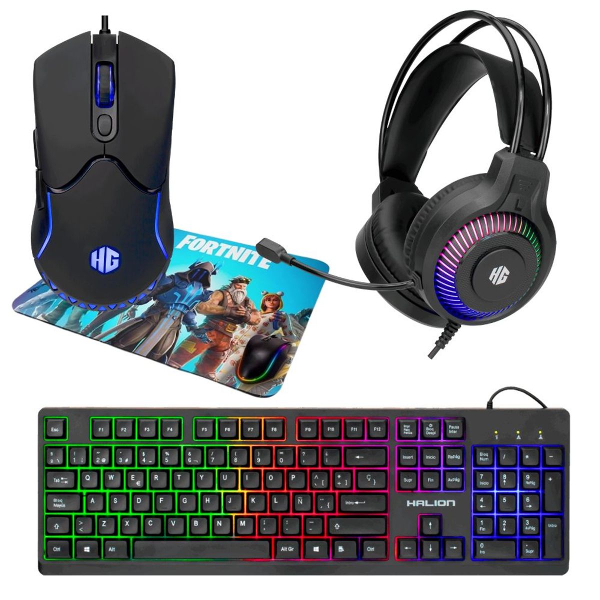 HALION - Kit Gamer Halion 4 En 1 HA-K430C Lotus -Audifono+Teclado+Mouse+Pad