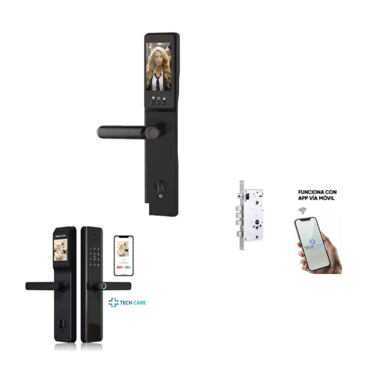 GENERICO - CERRADURA SMART GRANDE CON CÁMARA HUELLA CLAVE TARJETA