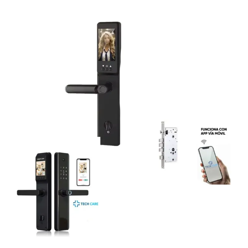 GENERICO - CERRADURA SMART GRANDE CON CÁMARA HUELLA CLAVE TARJETA