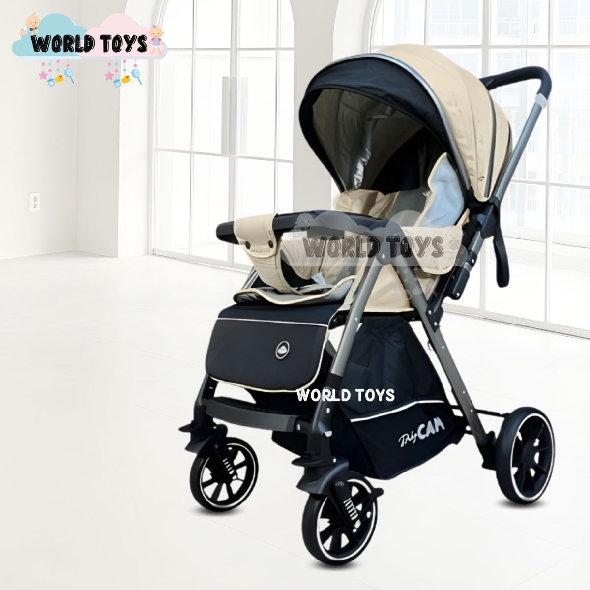 BABY - Coche Cuna de Lujo «CAMILA» Mango Reversible Beige