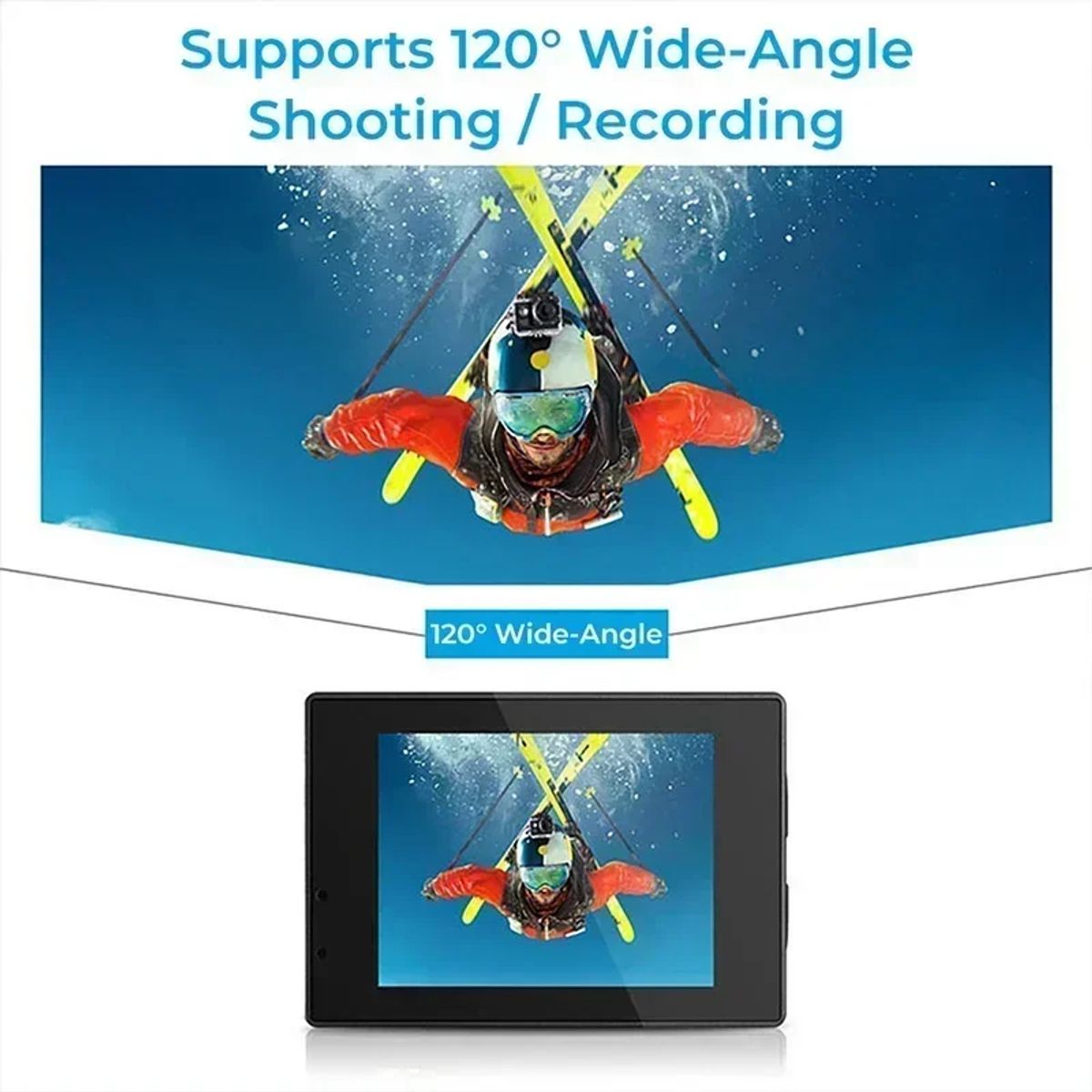 GENERICO - Cámara Submarina Deportiva  1080P Full HD + Waterproof 30m + Accesorios Regalo Navidad Genieka