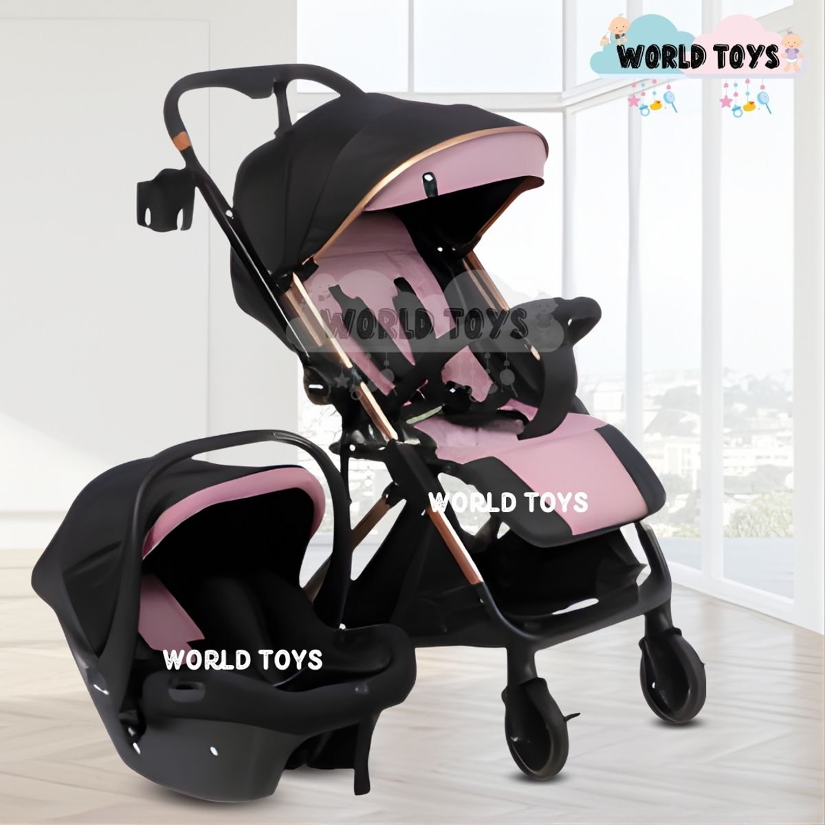 BABY - Coche Maleta Travel System «WIN PRO» con Portabebé Pink