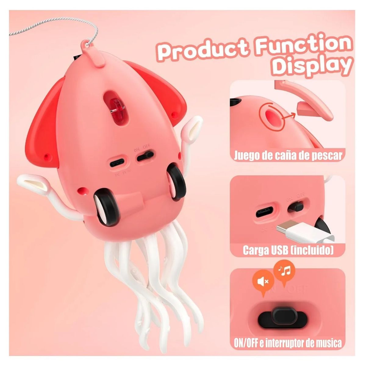 GENERICO - Pulpo Musical Didáctico para Estimulación y Gateo Rosado