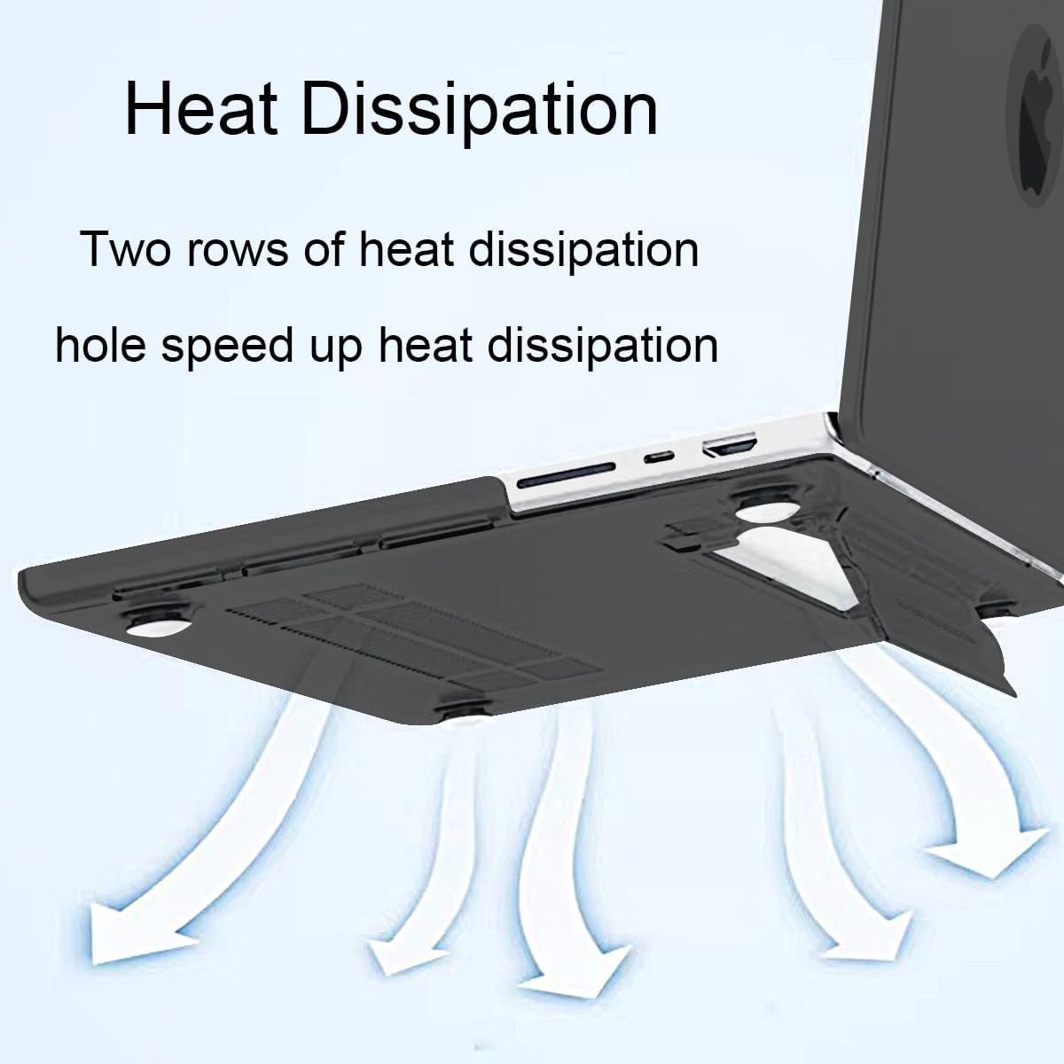 GENERICO - Funda Case  Rígida para MacBook Air 13.3 M1 A2337 / A2179 / A1932 con soporte -  NEGRO