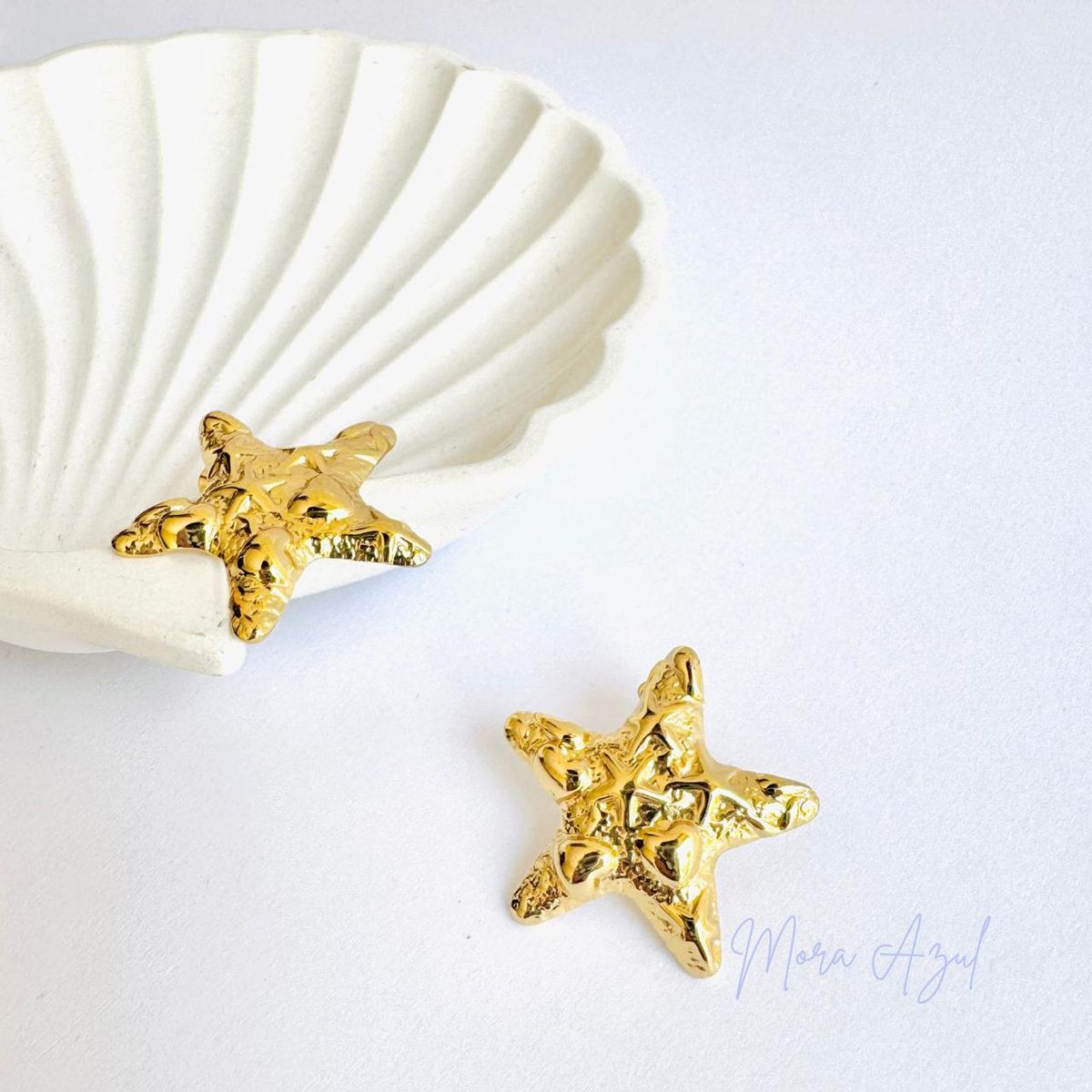 GENERICO - Arete estrellas de mar dorado - Joyas de Mora azul