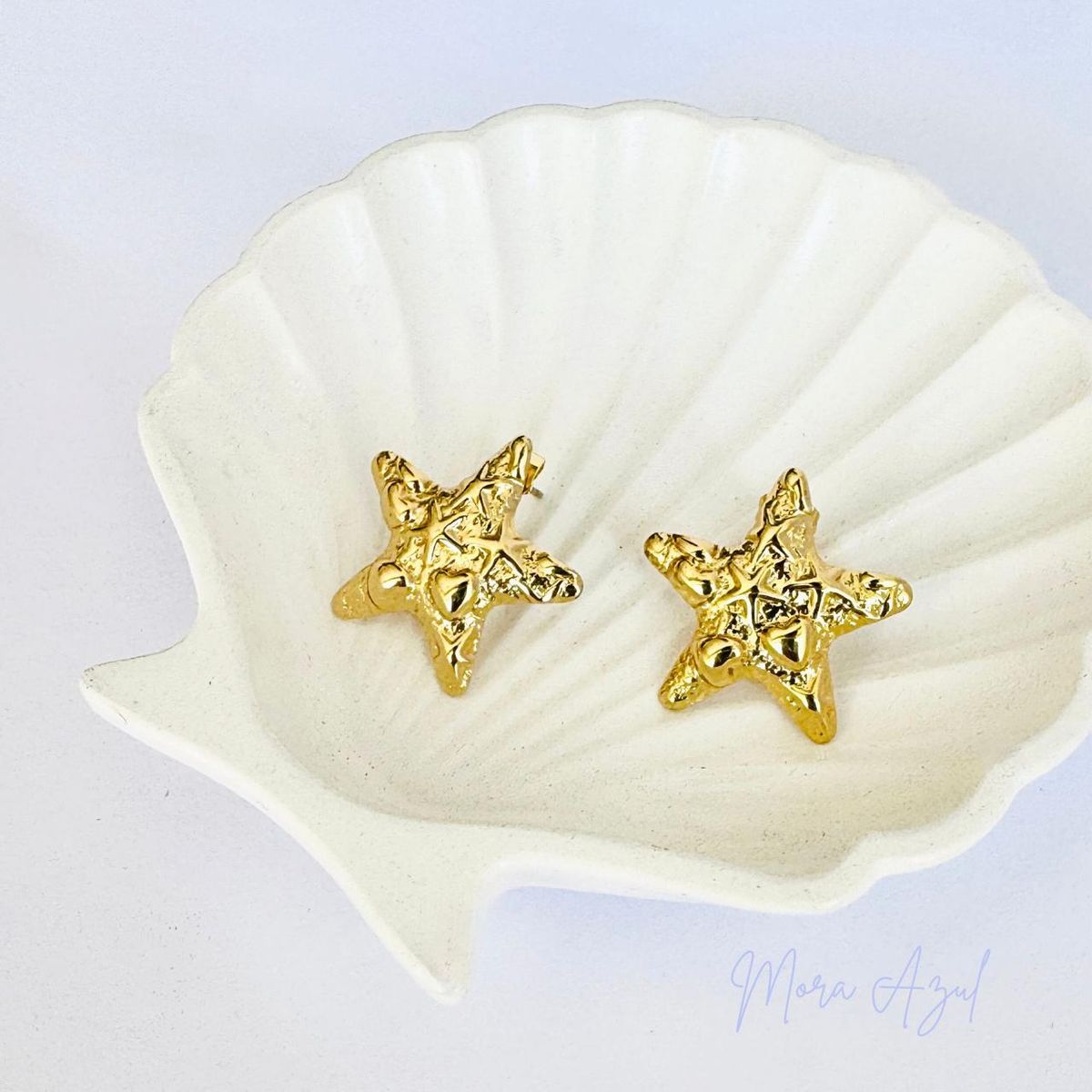 GENERICO - Arete estrellas de mar dorado - Joyas de Mora azul