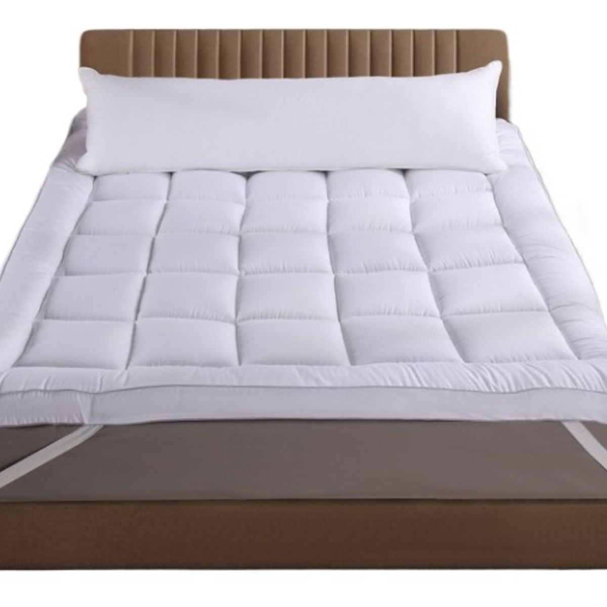 ANYHOGAR - Cubrecolchón Topper Ultra Acolchado 2 Plazas Blanco