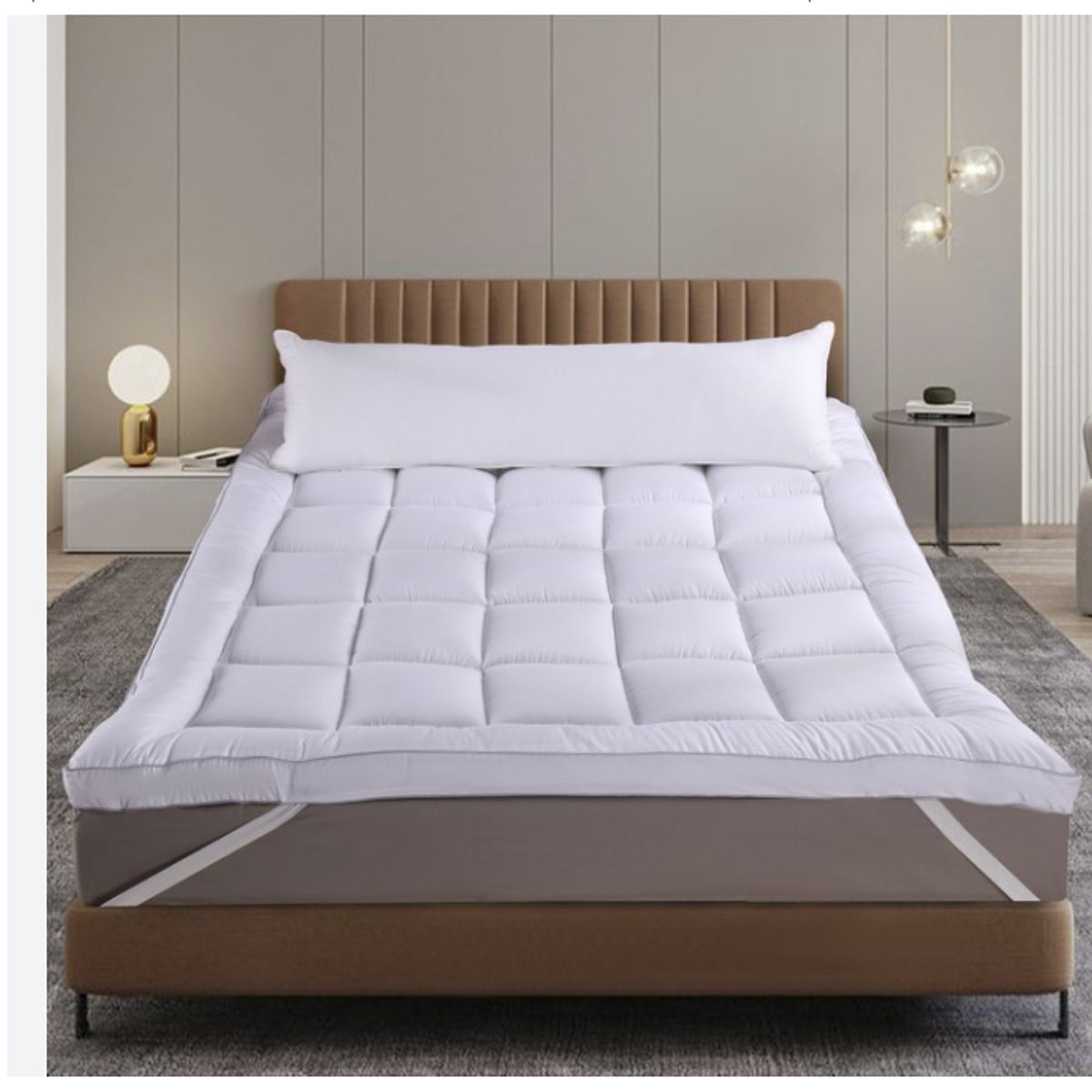 ANYHOGAR - Cubrecolchón Topper Ultra Acolchado 2 Plazas Blanco