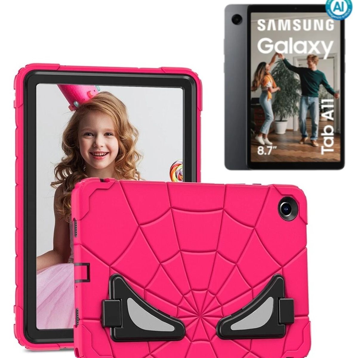 GENERICO - Protector Kids Antigolpe para Tablet Samsung Galaxy Tab A11 SM-X133 Fucsia Black