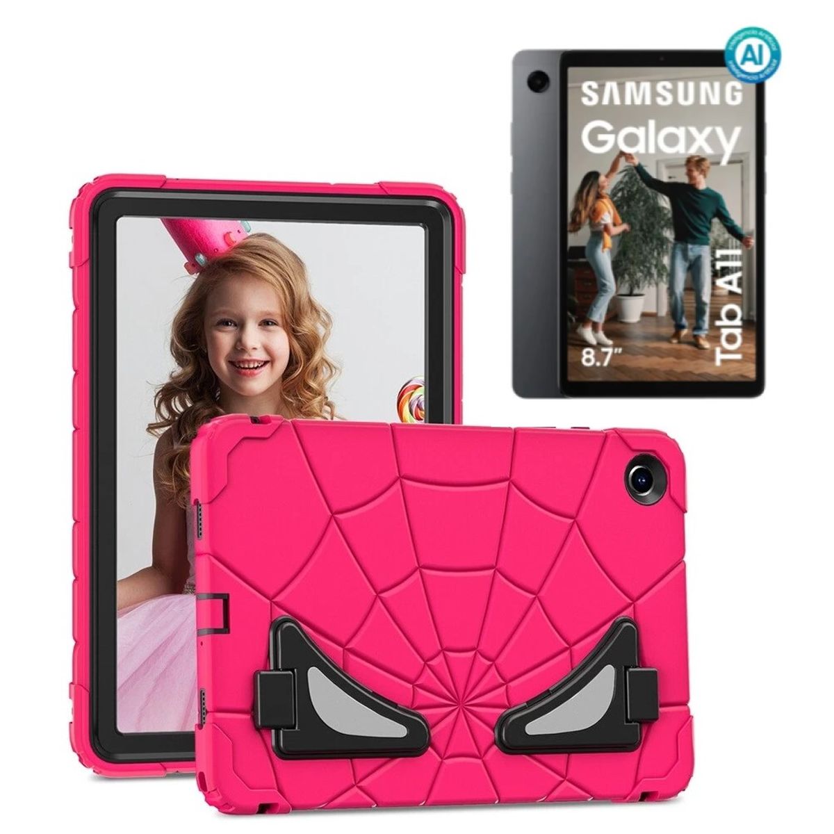GENERICO - Protector Kids Antigolpe para Tablet Samsung Galaxy Tab A11 SM-X133 Fucsia Black