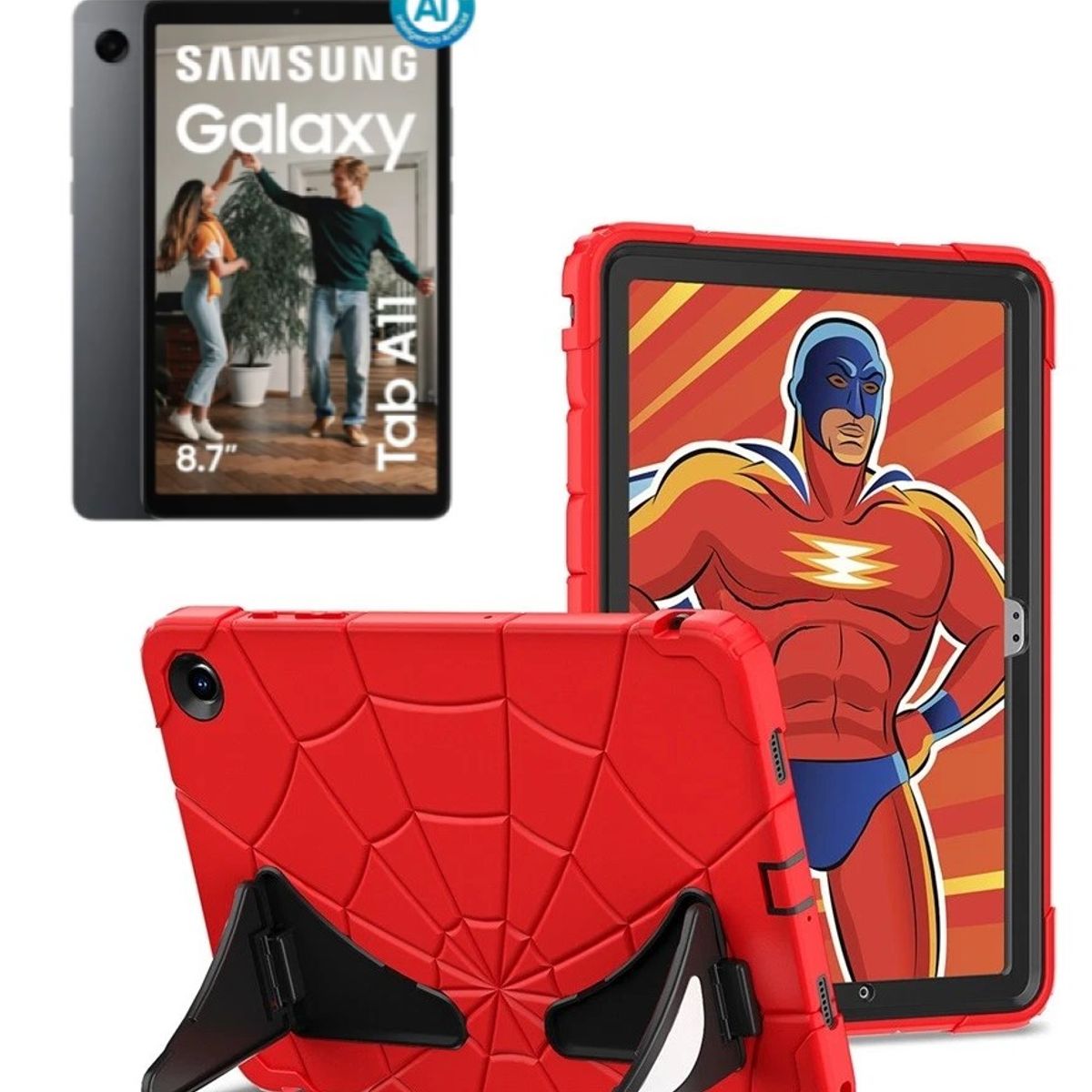 GENERICO - Protector Kids Antigolpe para Tablet Samsung Galaxy Tab A11 SM-X133 Red Black