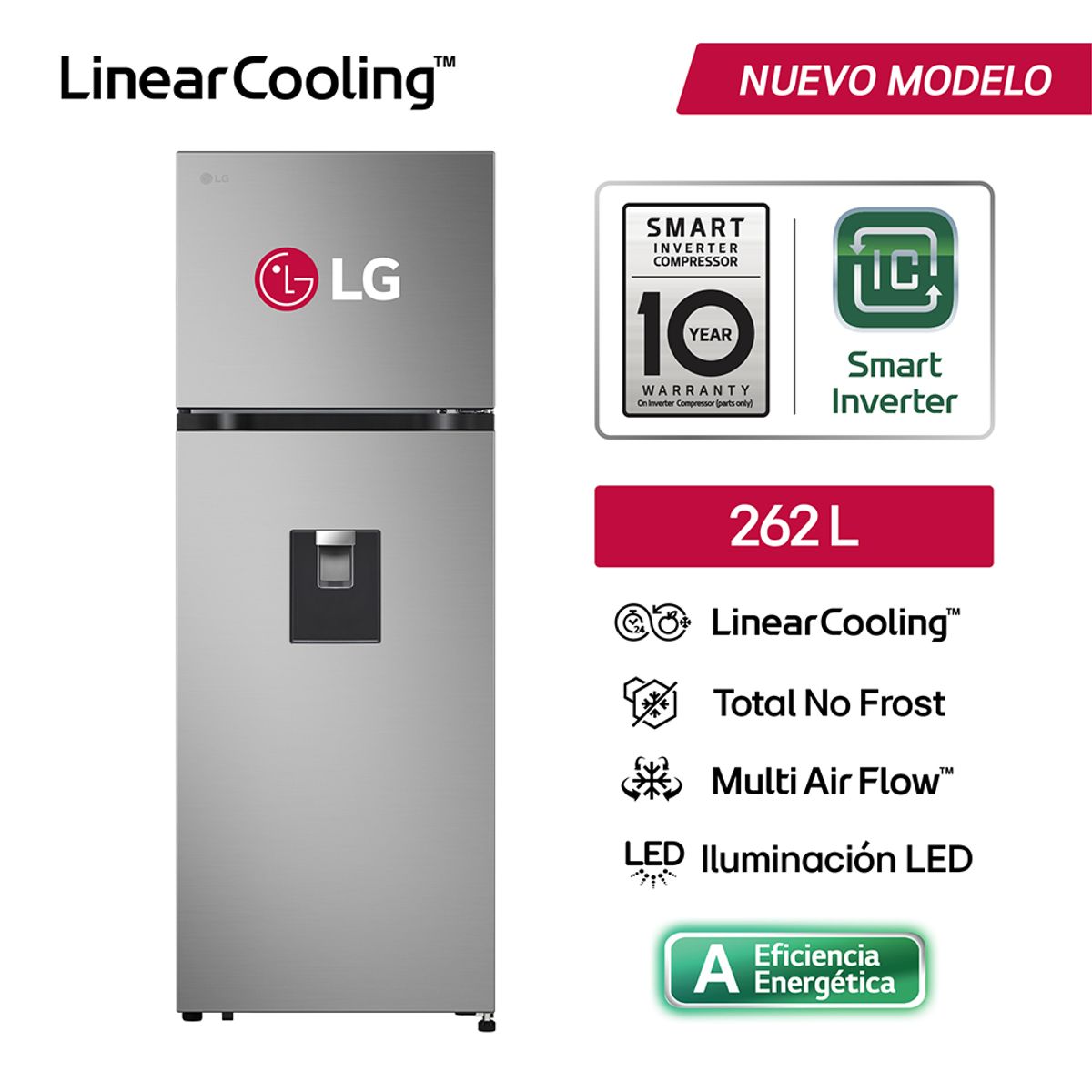 LG - Refrigeradora LG 262L VT26WPY CD Plateado